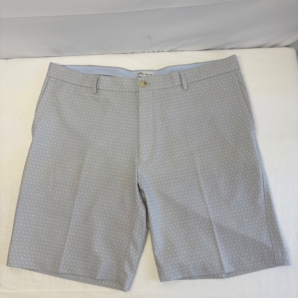 Peter Millar Golf Shorts Mens 38 Gray Skull AOP Print Performance Stretch Preppy